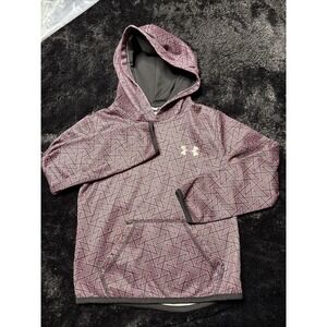 Under‎ Armour Hoodie Youth Size 6 Black And Pink 100% Polyester EUC